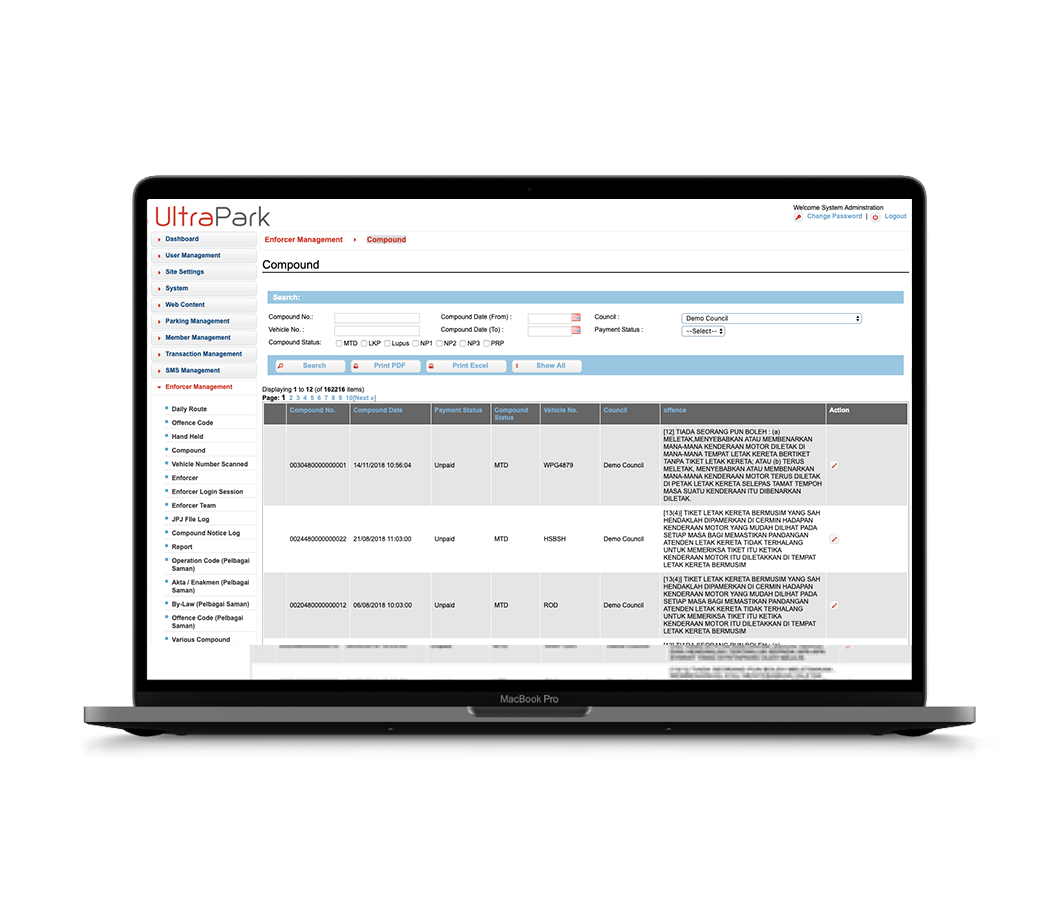 UltraPark Management System